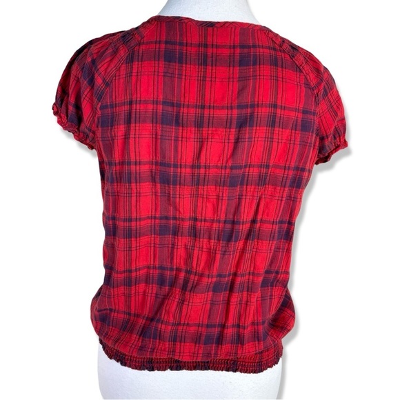 ⭐️OLD NAVY Short Sleeve Tartan Plaid Blouse - Picture 2 of 4